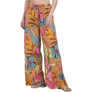 TRUE DESTINATION Printed Challis Wide Leg Cover-up Pants